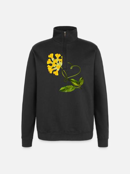 Cowslip with Heart – Loving Motif - Quarter-Zip Sweatshirt - black