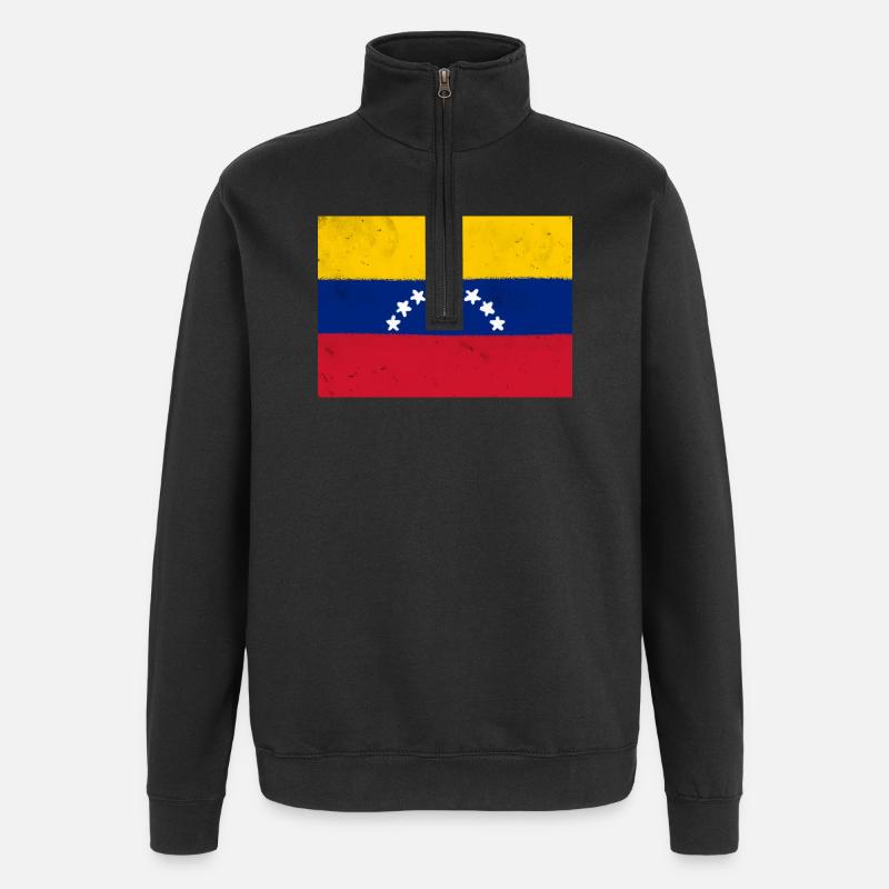 Drapeau du Venezuela - Sweat à zip 1/4 - noir