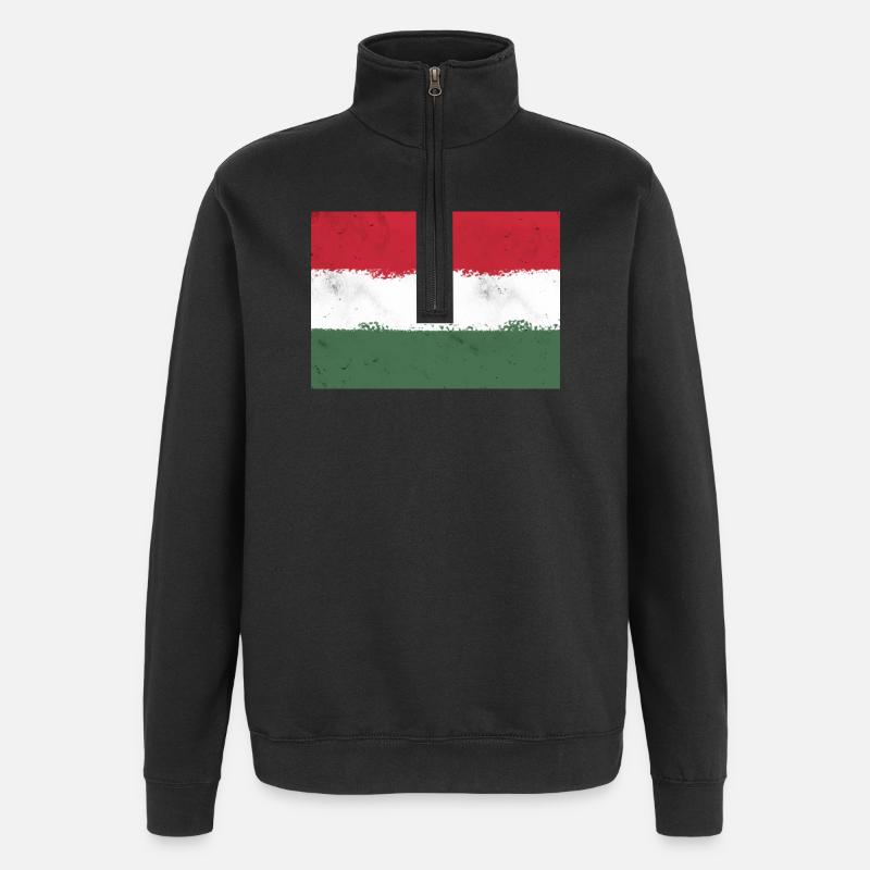 Flagge von Ungarn - Quarter-Zip-Sweatshirt - Schwarz