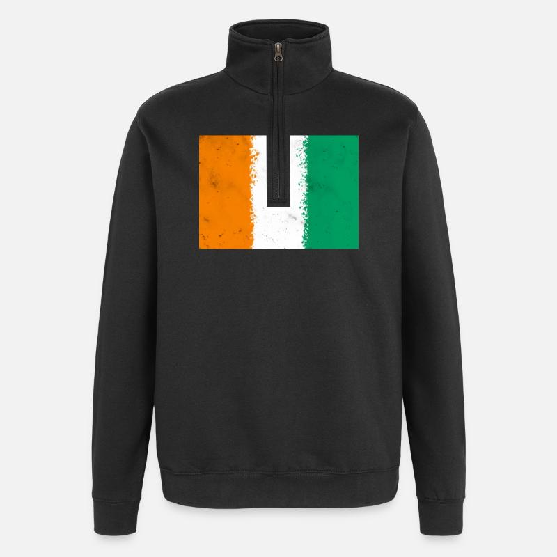 Flagge von Côte d'Ivoire - Quarter-Zip-Sweatshirt - Schwarz