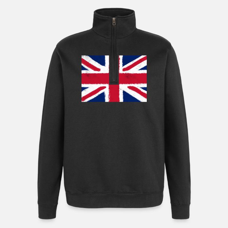 Drapeau du Royaume-Uni - Sweat à zip 1/4 - noir