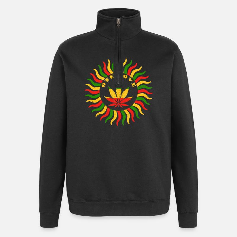 Vibrant Cannabis Love Emblem - Quarter-Zip Sweatshirt - black