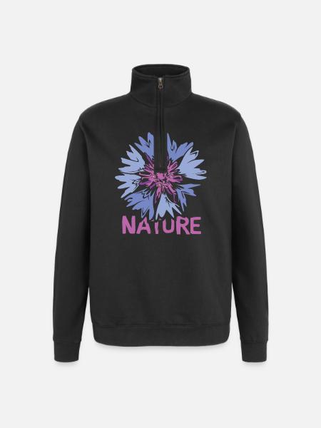 Flowers Nature Design – Wildflower Illustration - Quarter-Zip Sweatshirt - black