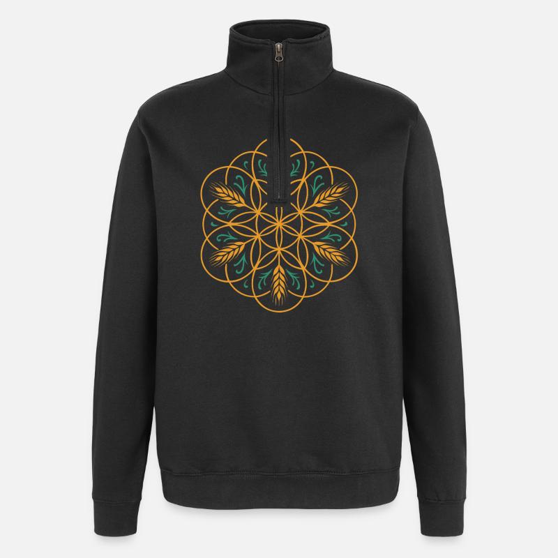 Lammas Blume des Lebens - Erntefest Design - Quarter-Zip-Sweatshirt - Schwarz