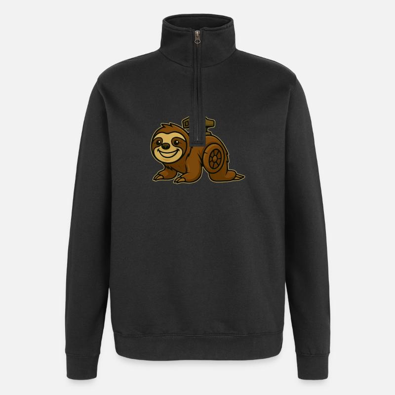 Faultier Turbo Design - Quarter-Zip-Sweatshirt - Schwarz