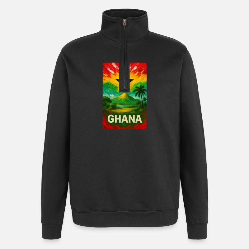 Ghana Landschaft Design - Quarter-Zip-Sweatshirt - Schwarz