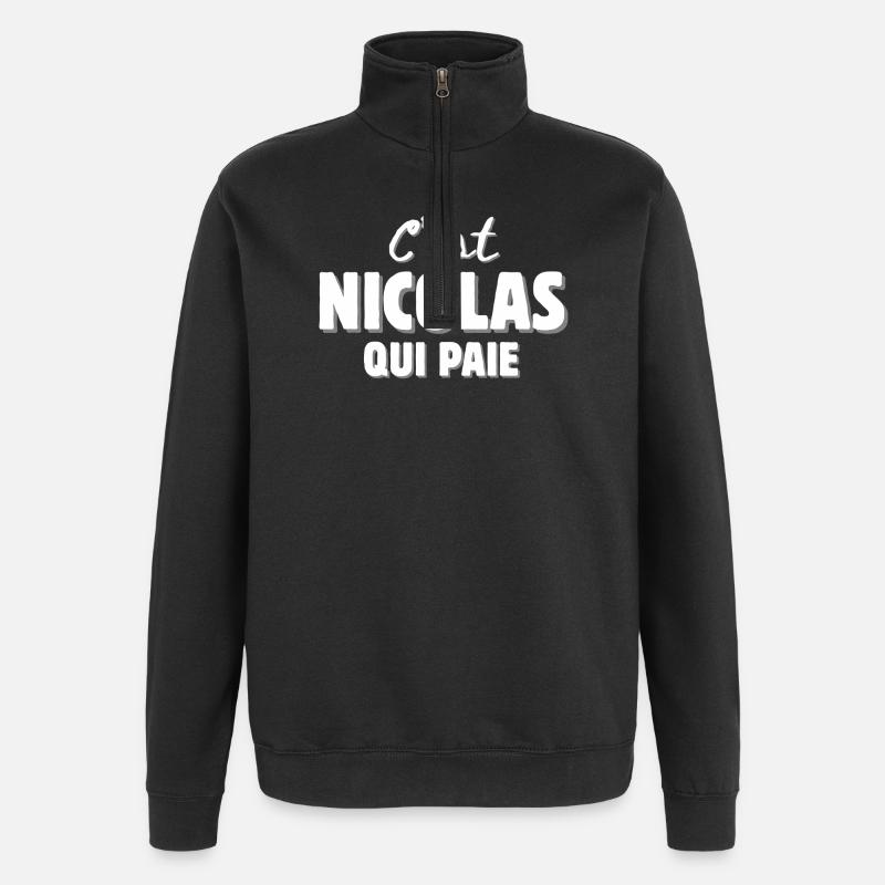 Nikolaus. Vorname Nicolas - Quarter-Zip-Sweatshirt - Schwarz