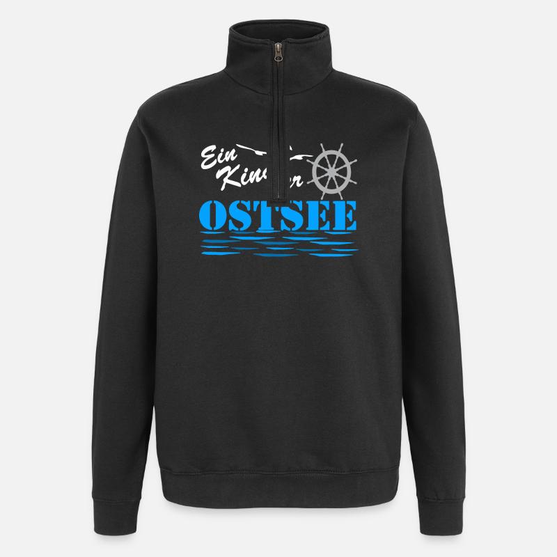Ostsee Kind Nautik Logo - Quarter-Zip-Sweatshirt - Schwarz