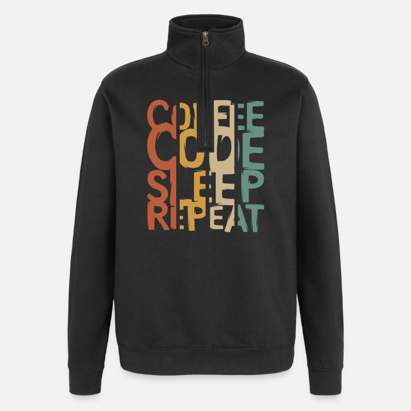 Coffee Code Sleep Repeat – Developer Design - Quarter-Zip Sweatshirt - black