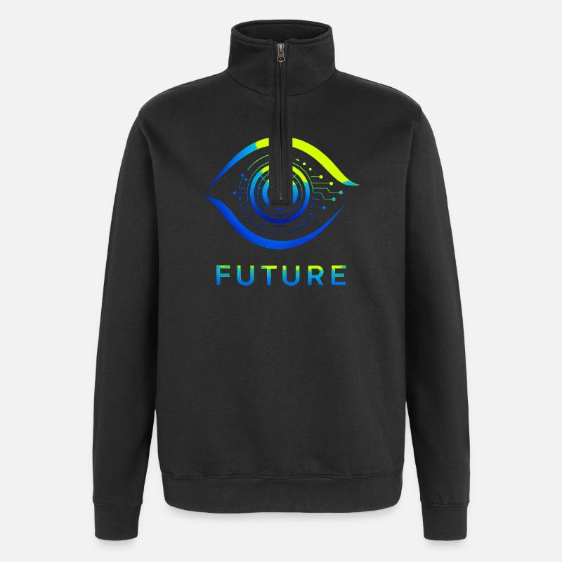 Futuristic Circle Technology Design - Quarter-Zip Sweatshirt - black