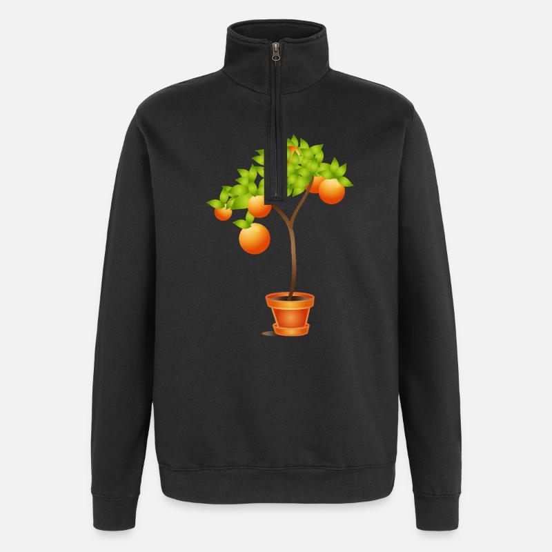 Kleiner Orangenbaum im Blumentopf - Quarter-Zip-Sweatshirt - Schwarz