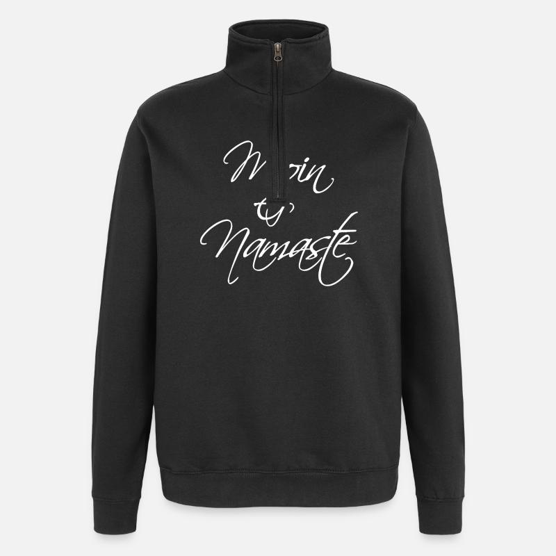 Moin & Namaste, blanc - Sweat à zip 1/4 - noir
