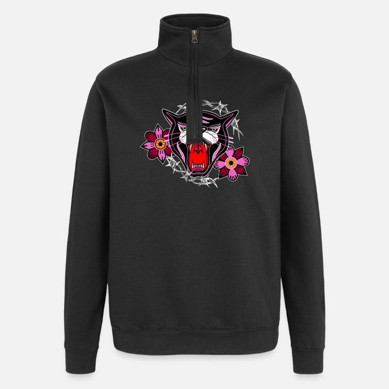 Panthère rose - Sweat à zip 1/4 - noir