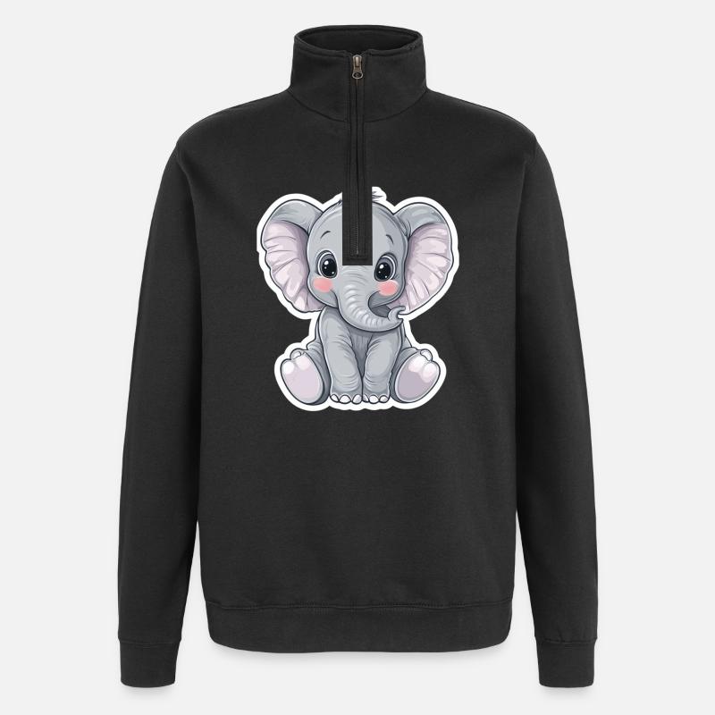 Éléphant - Sweat à zip 1/4 - noir