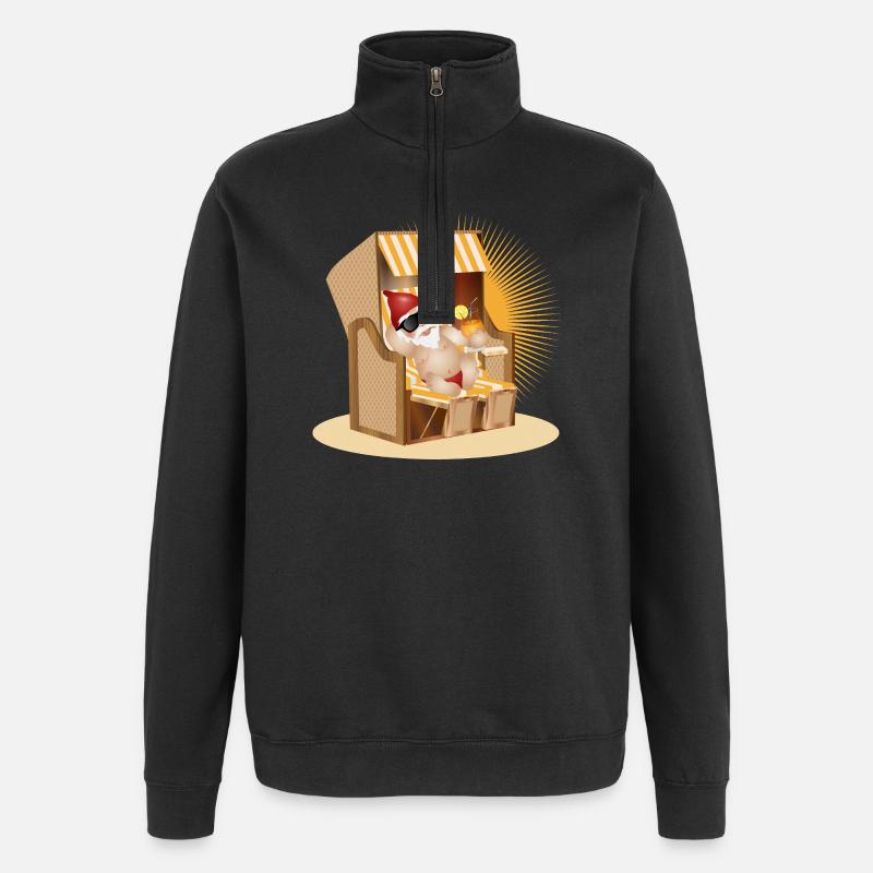 Cooler Gartenzwerg am Strand - Quarter-Zip-Sweatshirt - Schwarz