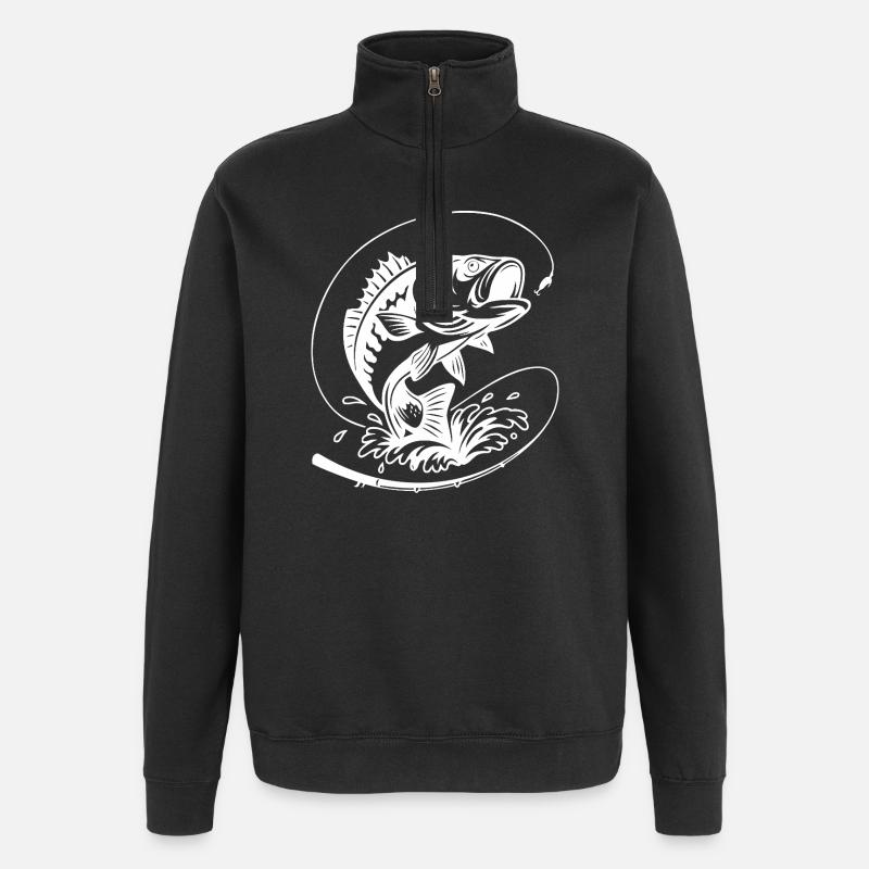 Illustration dynamique de poisson bar - Sweat à zip 1/4 - noir