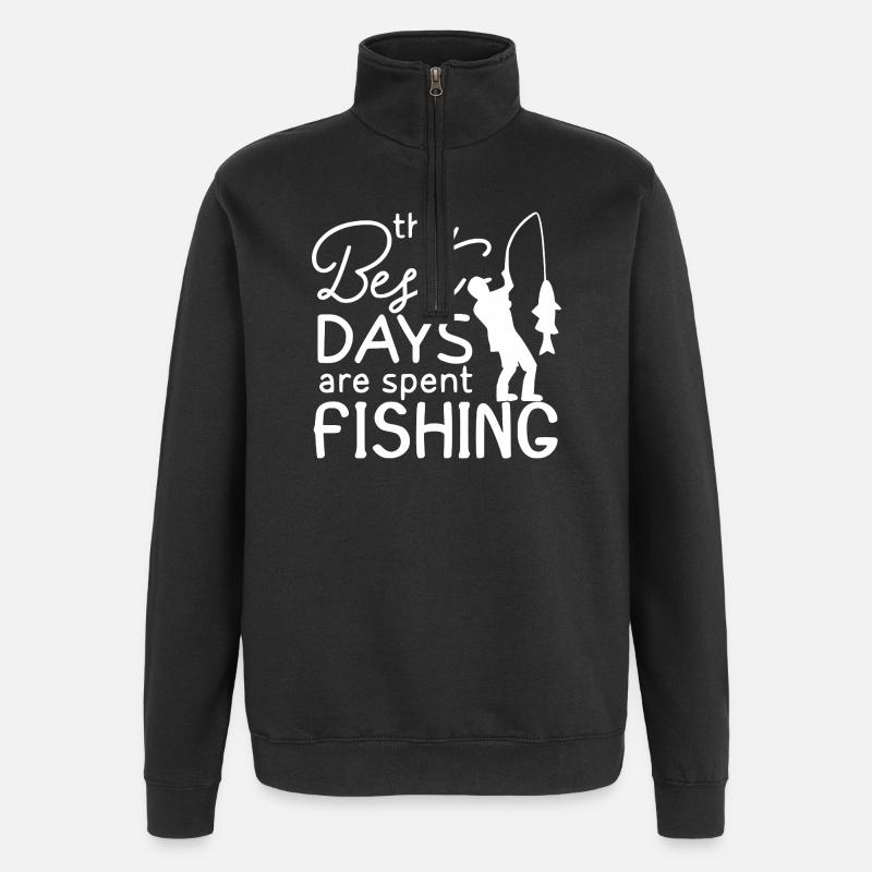 Citation de pêcheur Silhouette Design - Sweat à zip 1/4 - noir