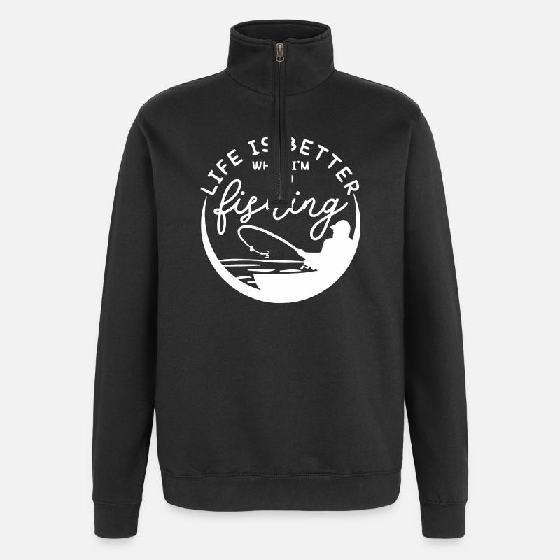 Fishing Life Is Better Design - Quarter-Zip Sweatshirt - black