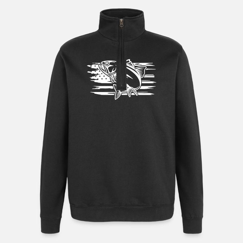 Dynamic Fish Motion Graphic - Quarter-Zip Sweatshirt - black