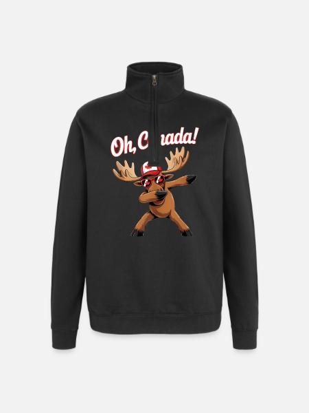 Canadian Moose Celebrate Canada Day - Quarter-Zip Sweatshirt - black