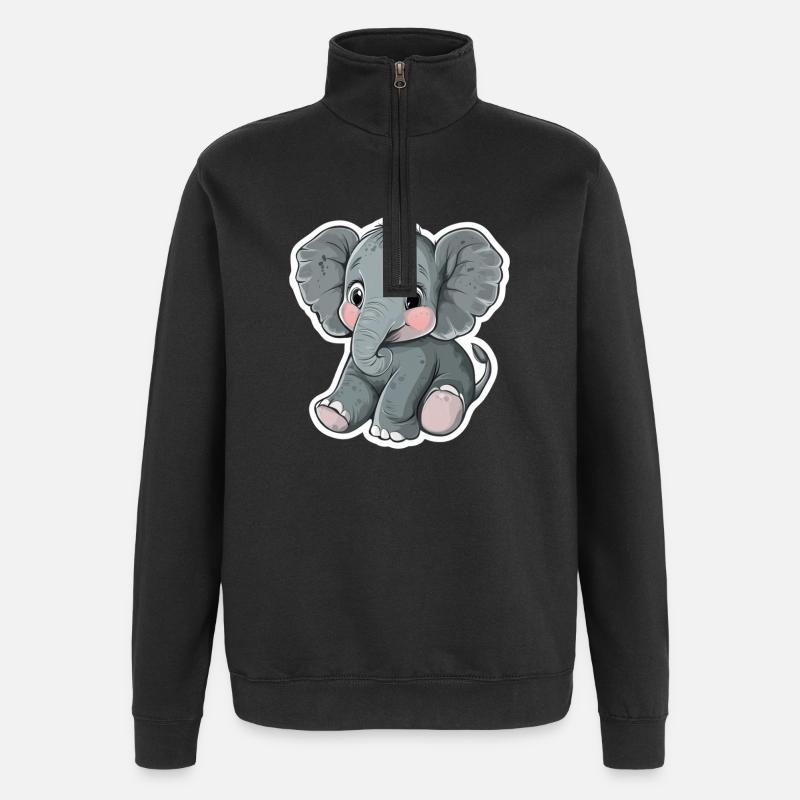 Éléphant - Sweat à zip 1/4 - noir