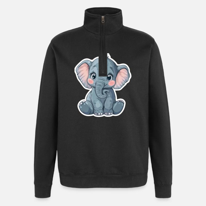 Éléphant - Sweat à zip 1/4 - noir