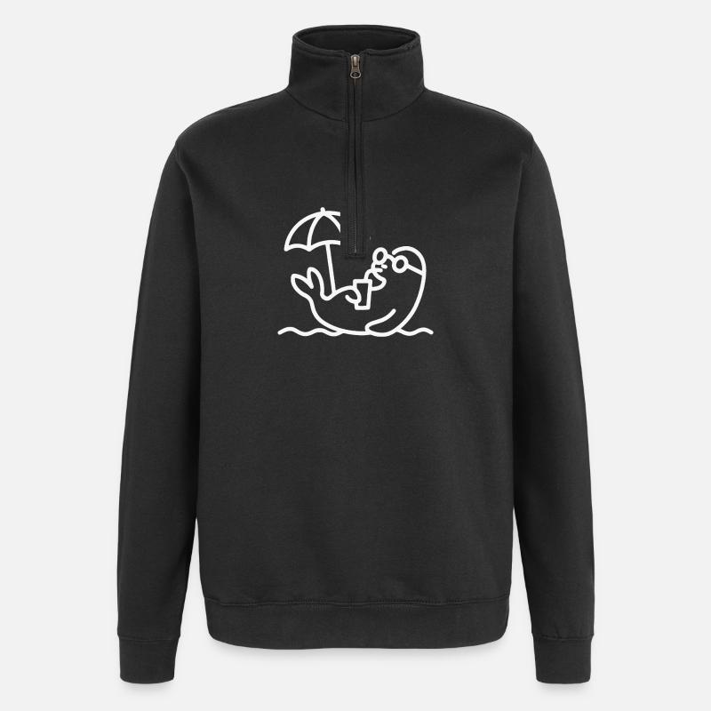 Chaise longue avec parasol - Sweat à zip 1/4 - noir