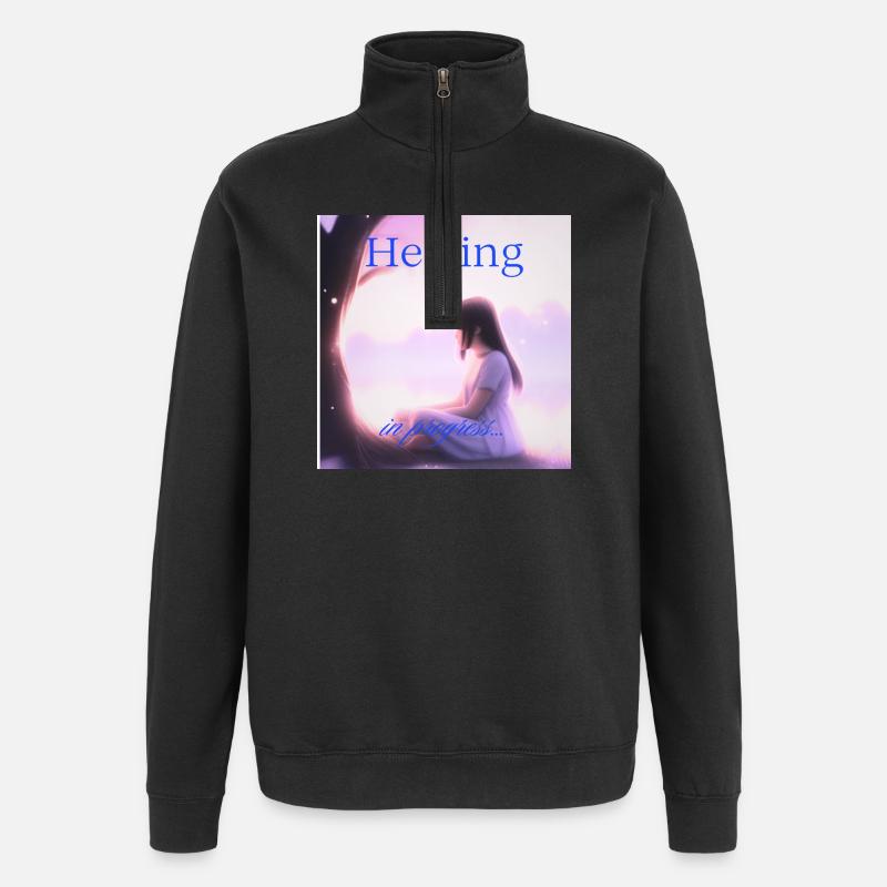 Guérison en cours – Quiet Strength Editi - Sweat à zip 1/4 - noir