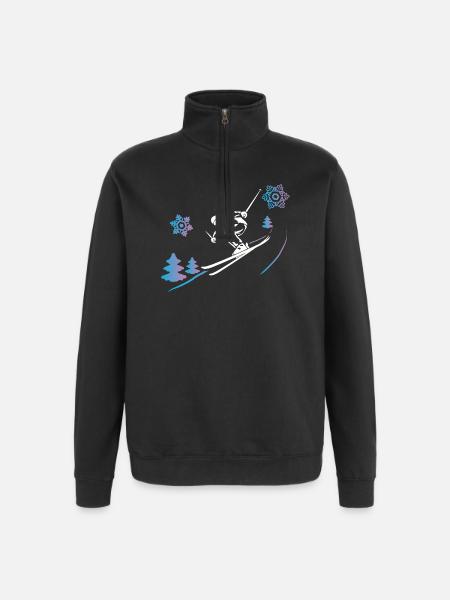 Skiers in winter snow - Quarter-Zip Sweatshirt - black