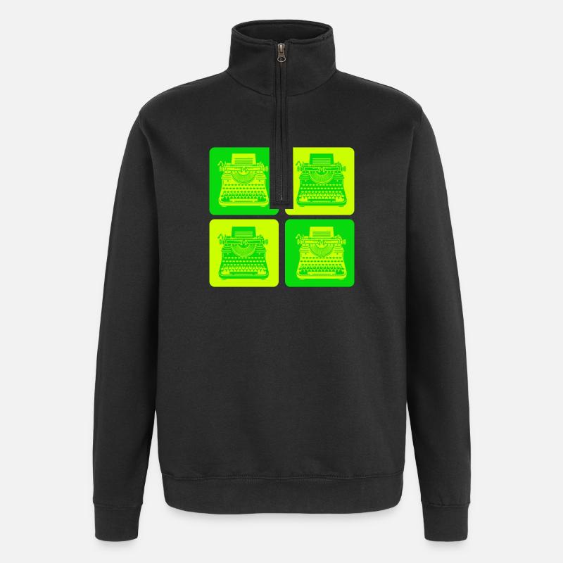 Conception de machine à écrire - Sweat à zip 1/4 - noir
