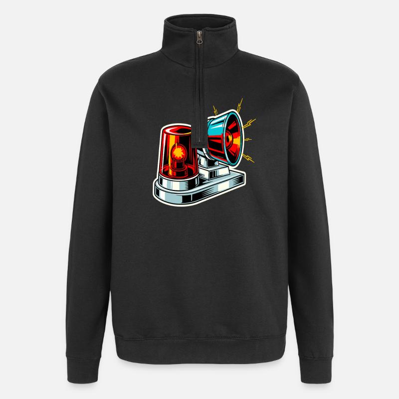 Feuerwehrsirene Warnlicht - Quarter-Zip-Sweatshirt - Schwarz