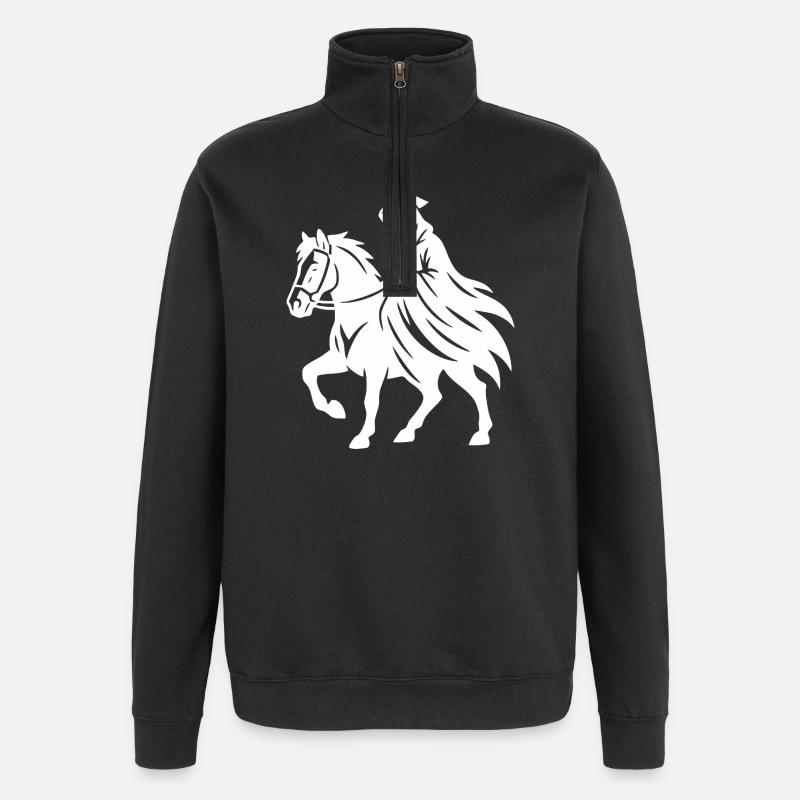 Mystischer Ritter Silhouette Design - Quarter-Zip-Sweatshirt - Schwarz