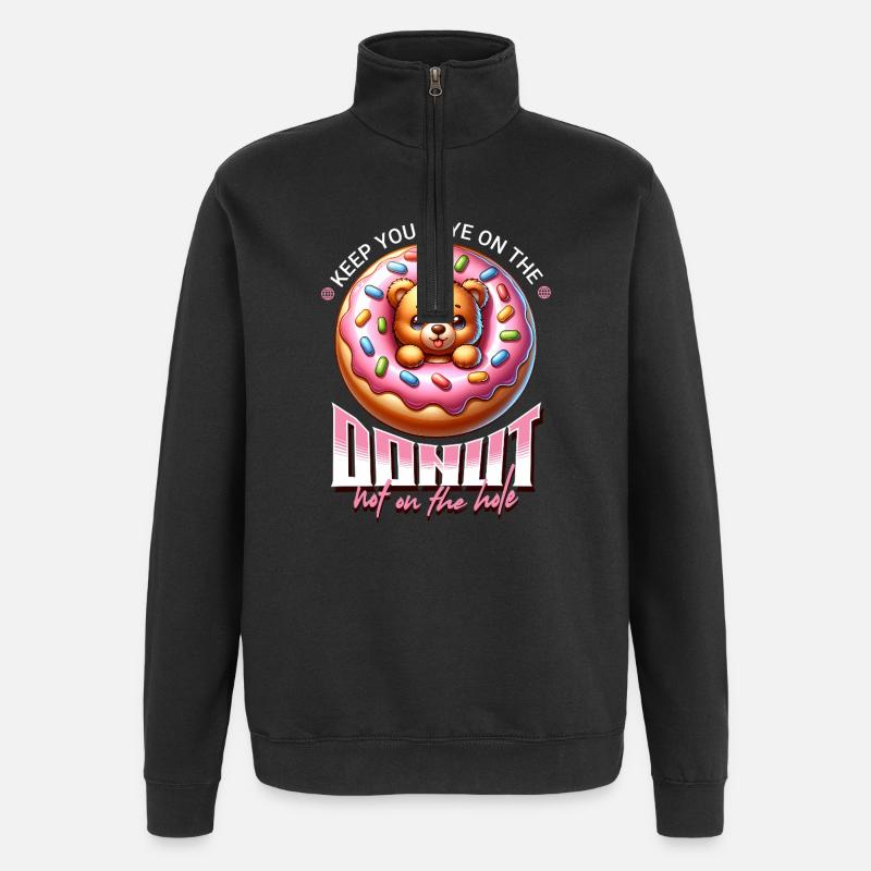 Donut bear motif with icing - Quarter-Zip Sweatshirt - black