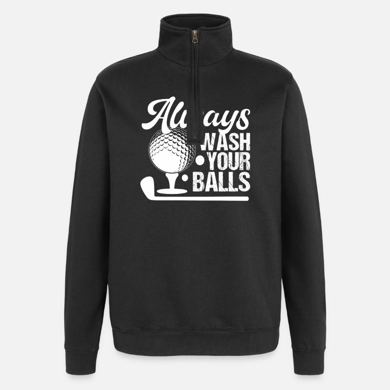 Golf - Always Wash Your Balls - Quarter-Zip Sweatshirt - black