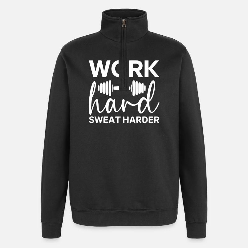 Motivational Weightlifting Workout Design - Quarter-Zip Sweatshirt - black