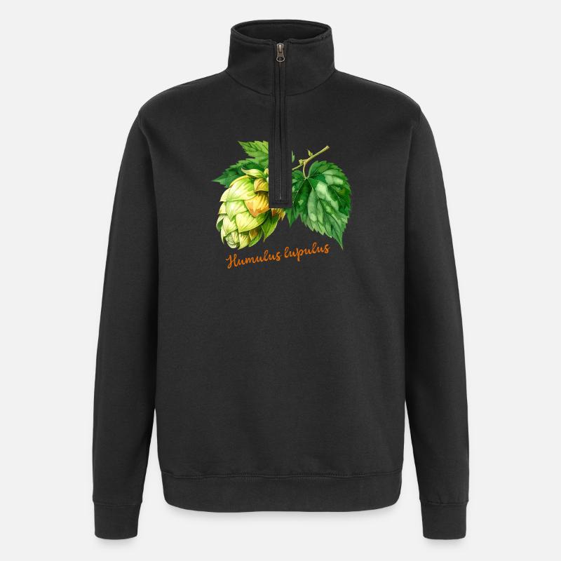 Humulus lupulus - botanische Illustration - Quarter-Zip-Sweatshirt - Schwarz