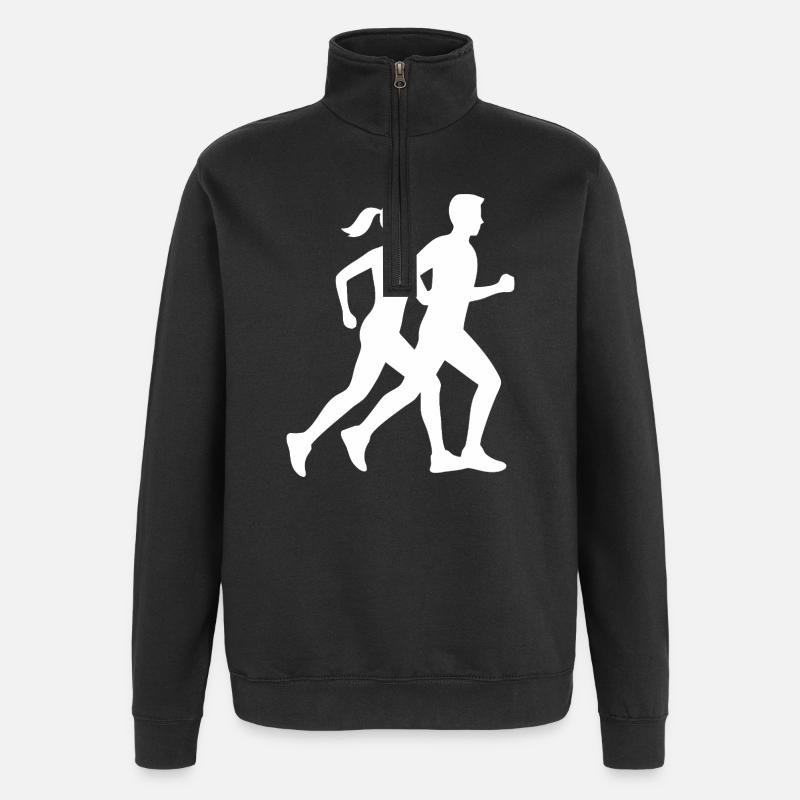 Dynamic Running Silhouette Design - Quarter-Zip Sweatshirt - black