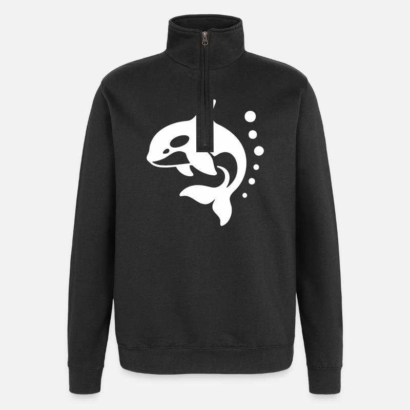 Dynamische Delfinkunst für Active Wear - Quarter-Zip-Sweatshirt - Schwarz