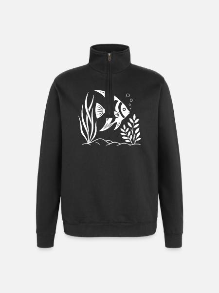 Underwater Fish Illustration for Apparel - Quarter-Zip Sweatshirt - black