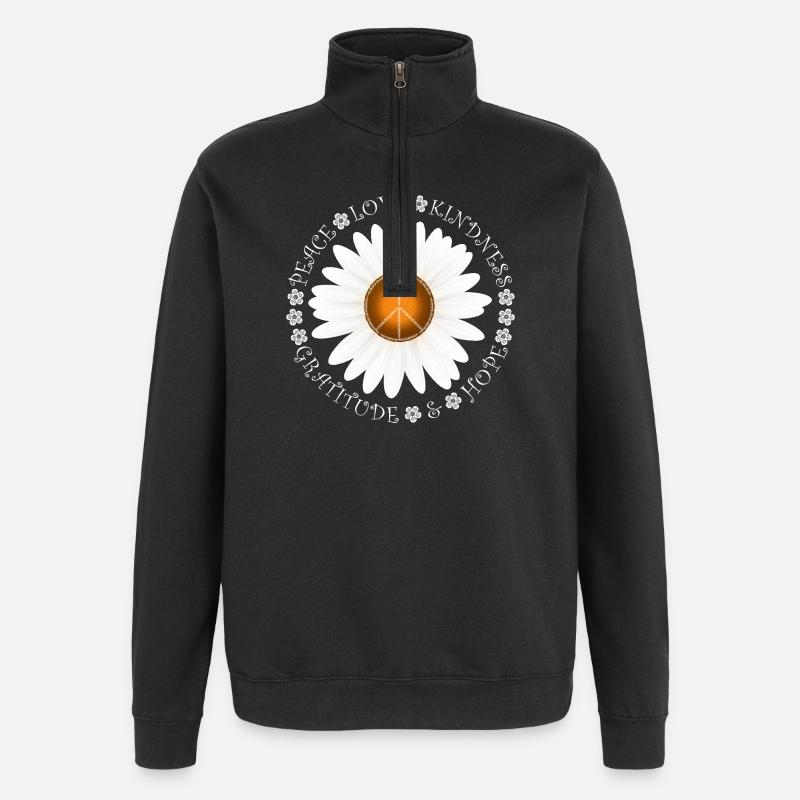 Peace Love KIndness Daisy Design - Quarter-Zip Sweatshirt - black