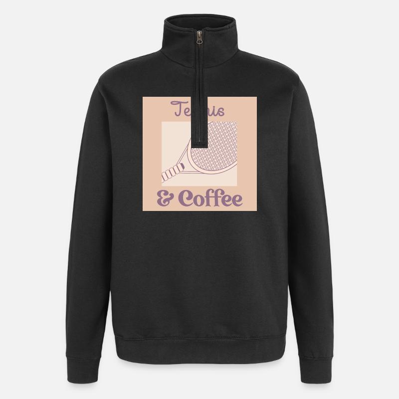 Tennis-Kaffee - Quarter-Zip-Sweatshirt - Schwarz