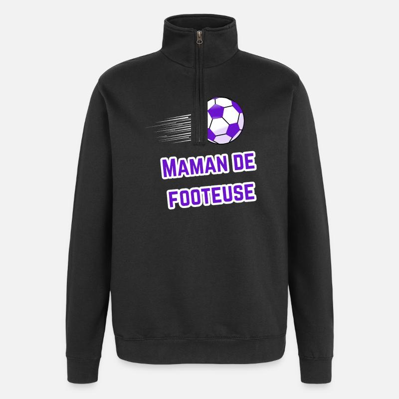 Tee-Shirt Maman Supporter Footeuse - Sweat à zip 1/4 - noir