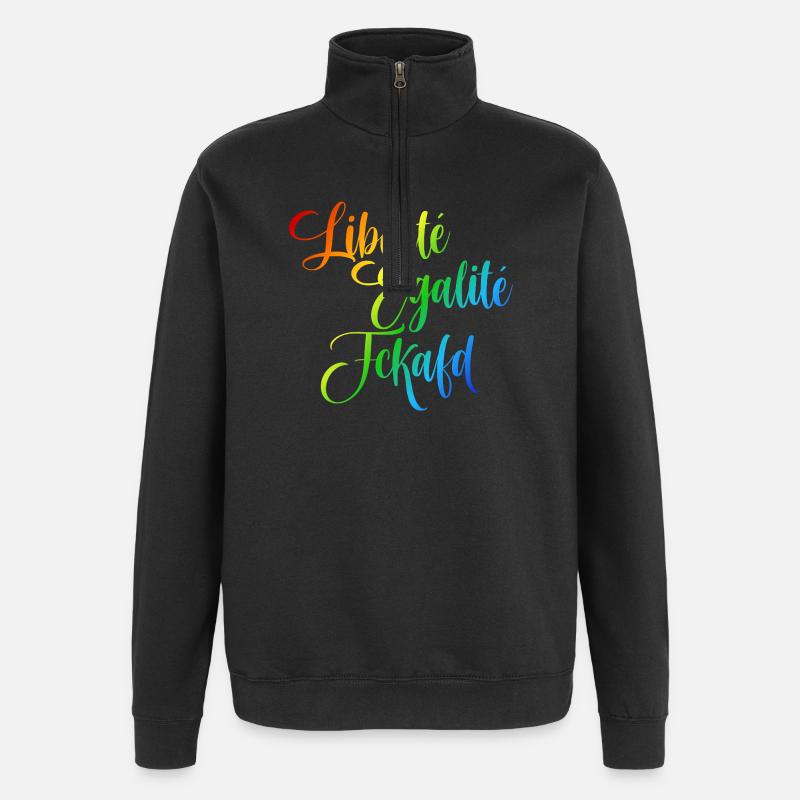 Regenbogen Liberté Égalité Fraternité - Quarter-Zip-Sweatshirt - Schwarz