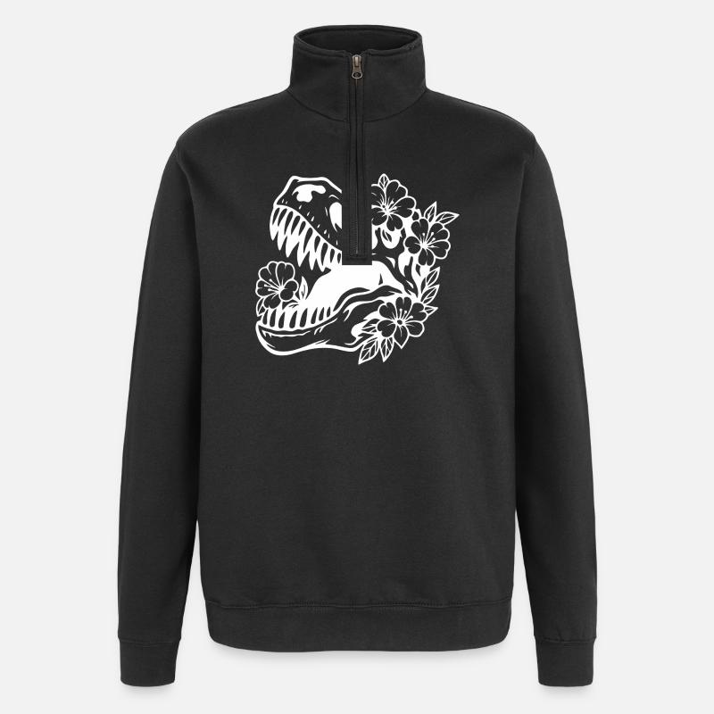 Conception de silhouette de dinosaure floral - Sweat à zip 1/4 - noir