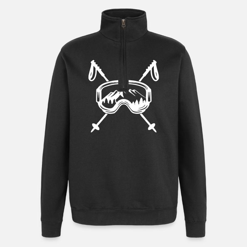 Mountain Wilderness Ski Goggles Design - Quarter-Zip Sweatshirt - black