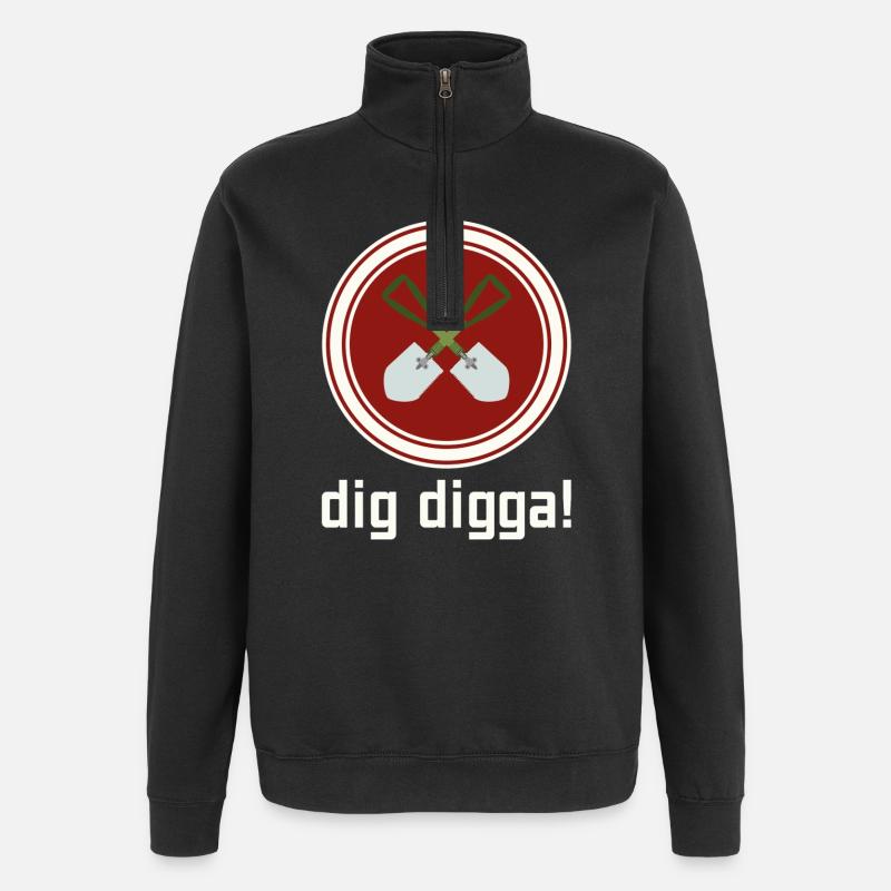 creuse digga ! - Sweat à zip 1/4 - noir