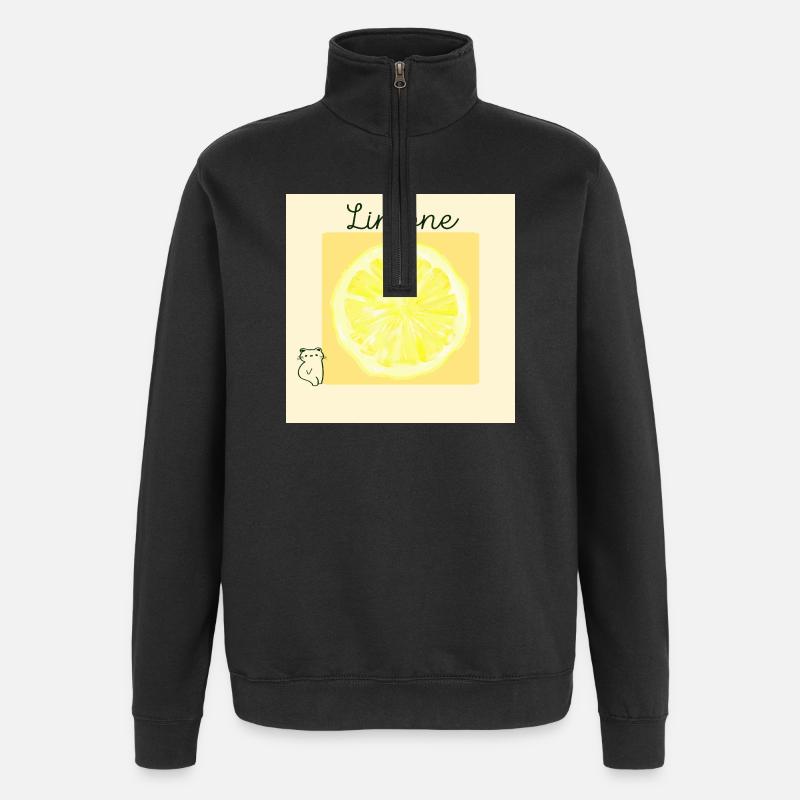 Lemon Cat - Quarter-Zip Sweatshirt - black