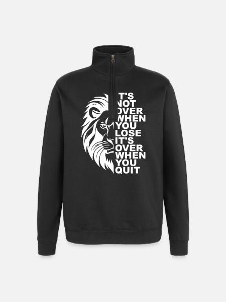 Inspirational Lion Motivational Quote Design - Quarter-Zip Sweatshirt - black