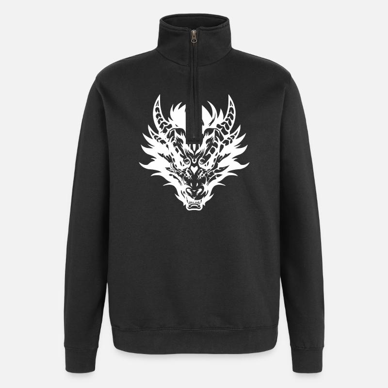 Kompliziertes Design der Stammesdrachenmaske - Quarter-Zip-Sweatshirt - Schwarz