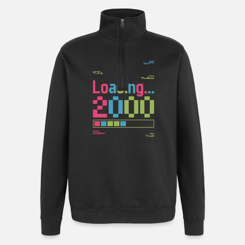 Pixel Retro Design Loading 2000 - Quarter-Zip-Sweatshirt - Schwarz